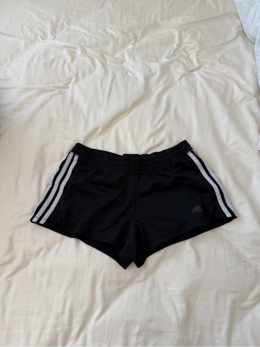 adidas Black Athletic Shorts with White Side Stripes
